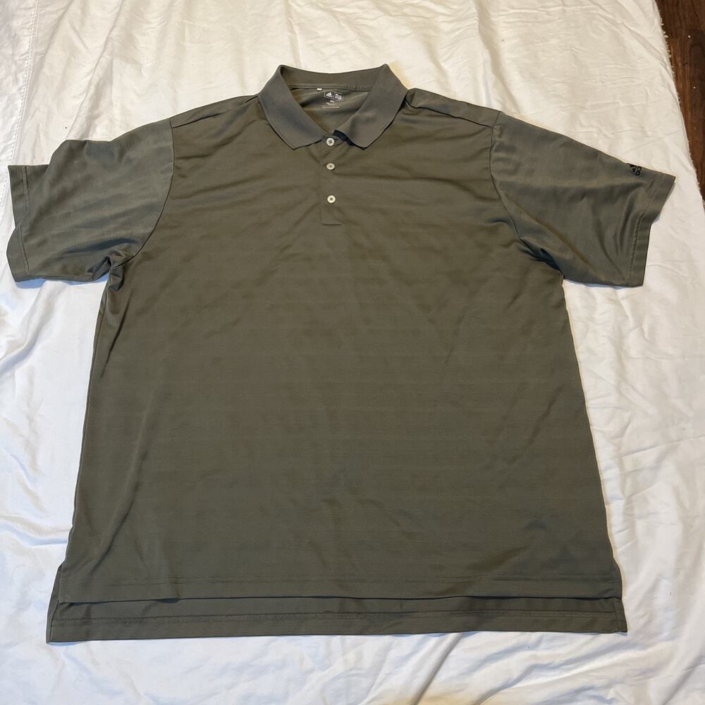 ADIDAS GOLF Mens Size 2XL ClimaCool Horizontal Textured Polo Shirt Grey
